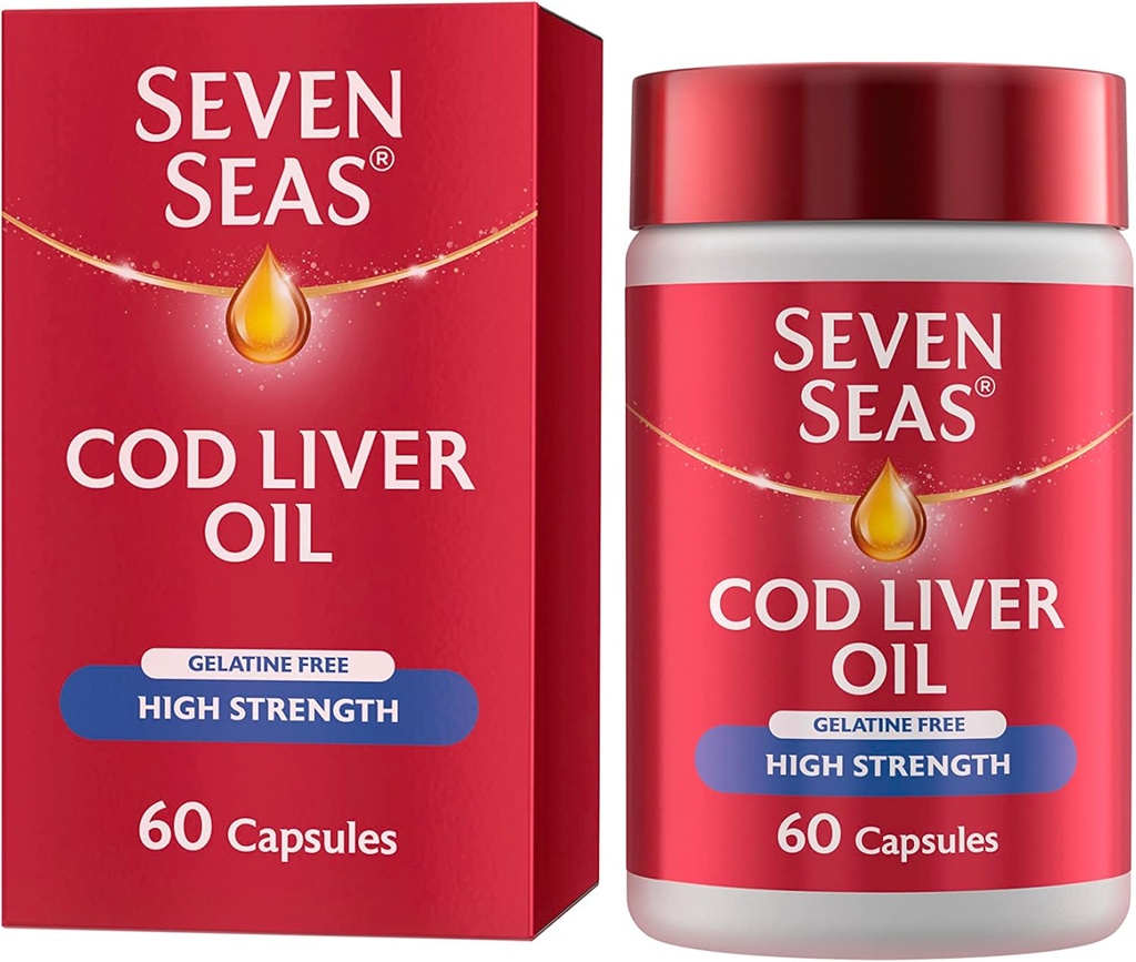 7 ים cod Liver שמן חזק עם אומגה 3 פלוס ויטמינים D & E 120 קפסולות