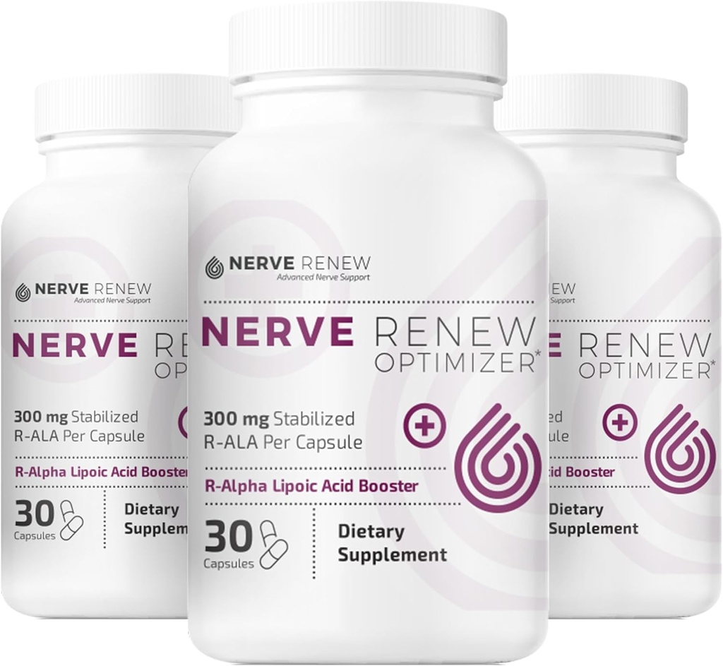 NERVE RENEW Optimizer, 3 Pack (90 קפסולות) - 300 מ"ג Stabilized R-Alpha Lipoic Acid לכל קפסולה עבור תמיכה טבעית של עצב העצב - בטוח מהיר וכל טבעי