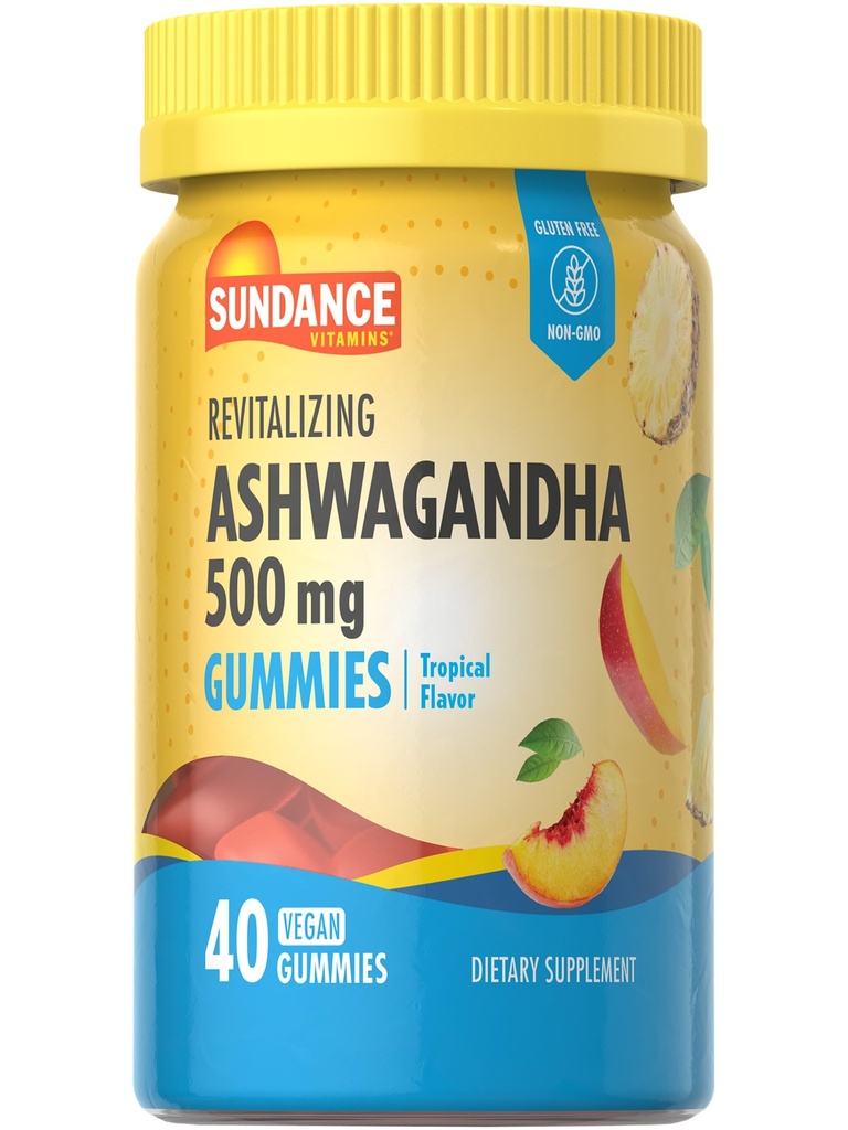 Sundance Ashwagandha Gummies | 500 מ"ג | 40 חניכיים טבעוניות | טבעוניות, Non-GMO ו- Gluten Free Supplement