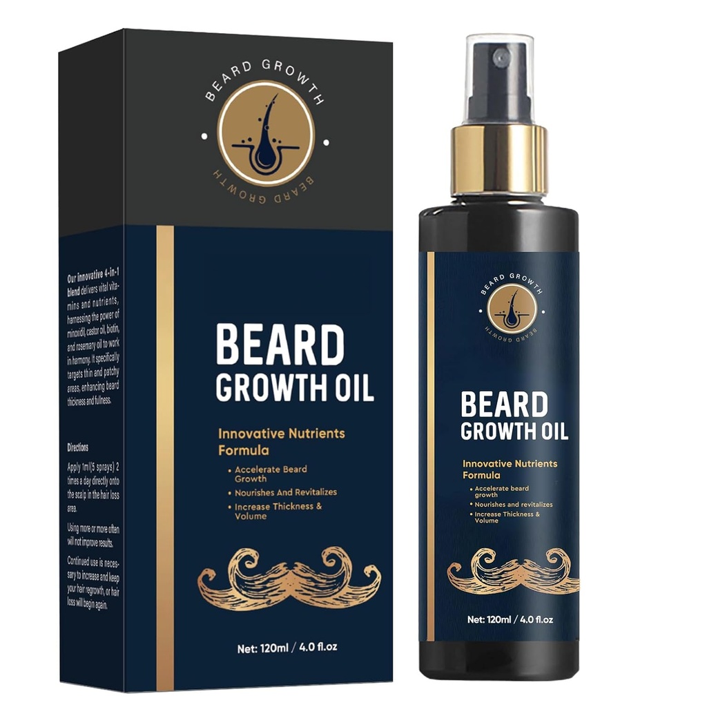 שמן הדובדבן לגברים, 5% שמן הצמיחה של Thicker ו- Fuller Beard, לקדם את צמיחת שיער הפנים עם Biotin, Rosemary ו-Castor Beard שמן עבור גברים צמיחה, 4 Fl Oz Oz