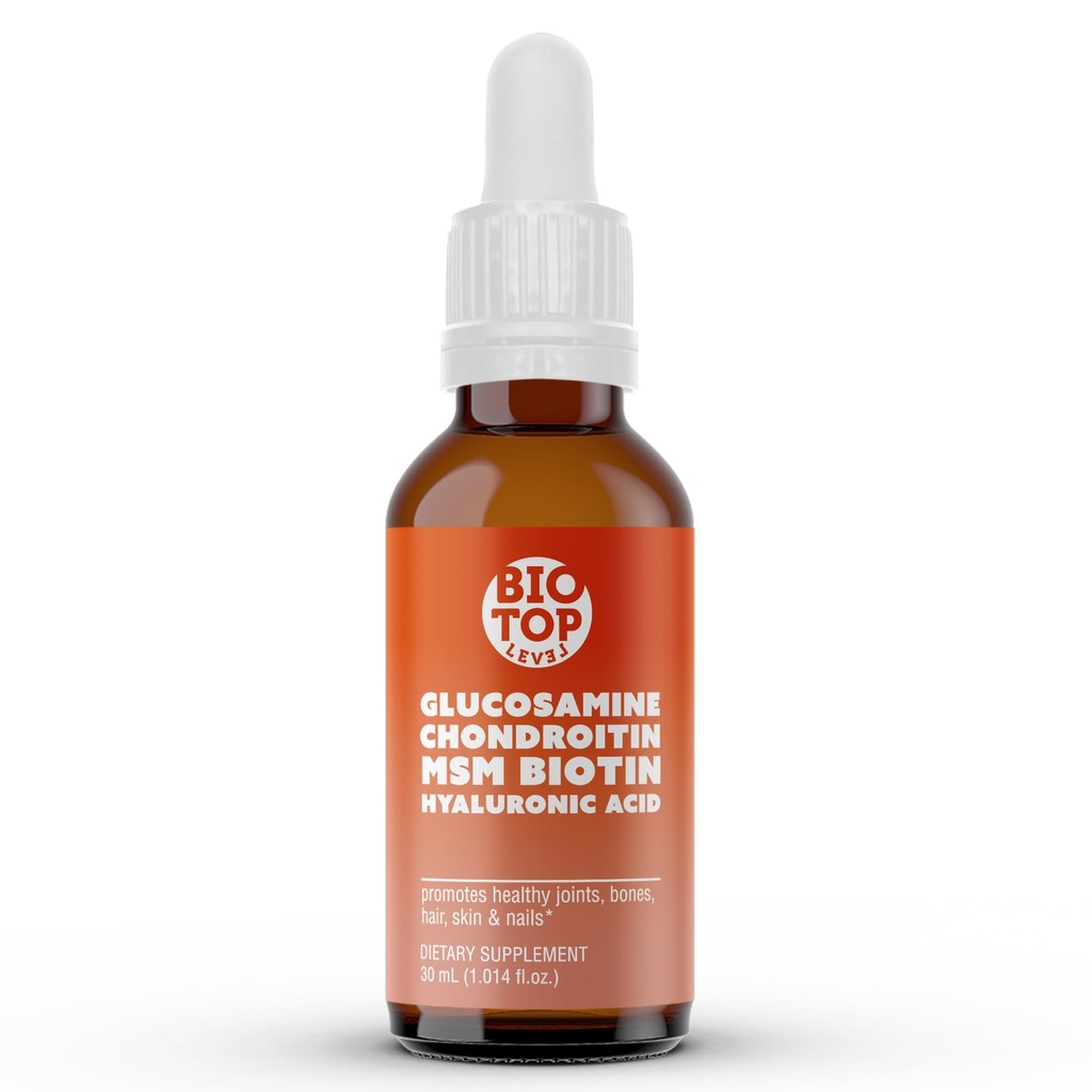 גלוקוזאמין נוזלי, Chondroitin, MSM, ביוטין, Hyaluronic Acid, All in One Formula for Good Health of Joints, Bones, Hair, Skin & Nails