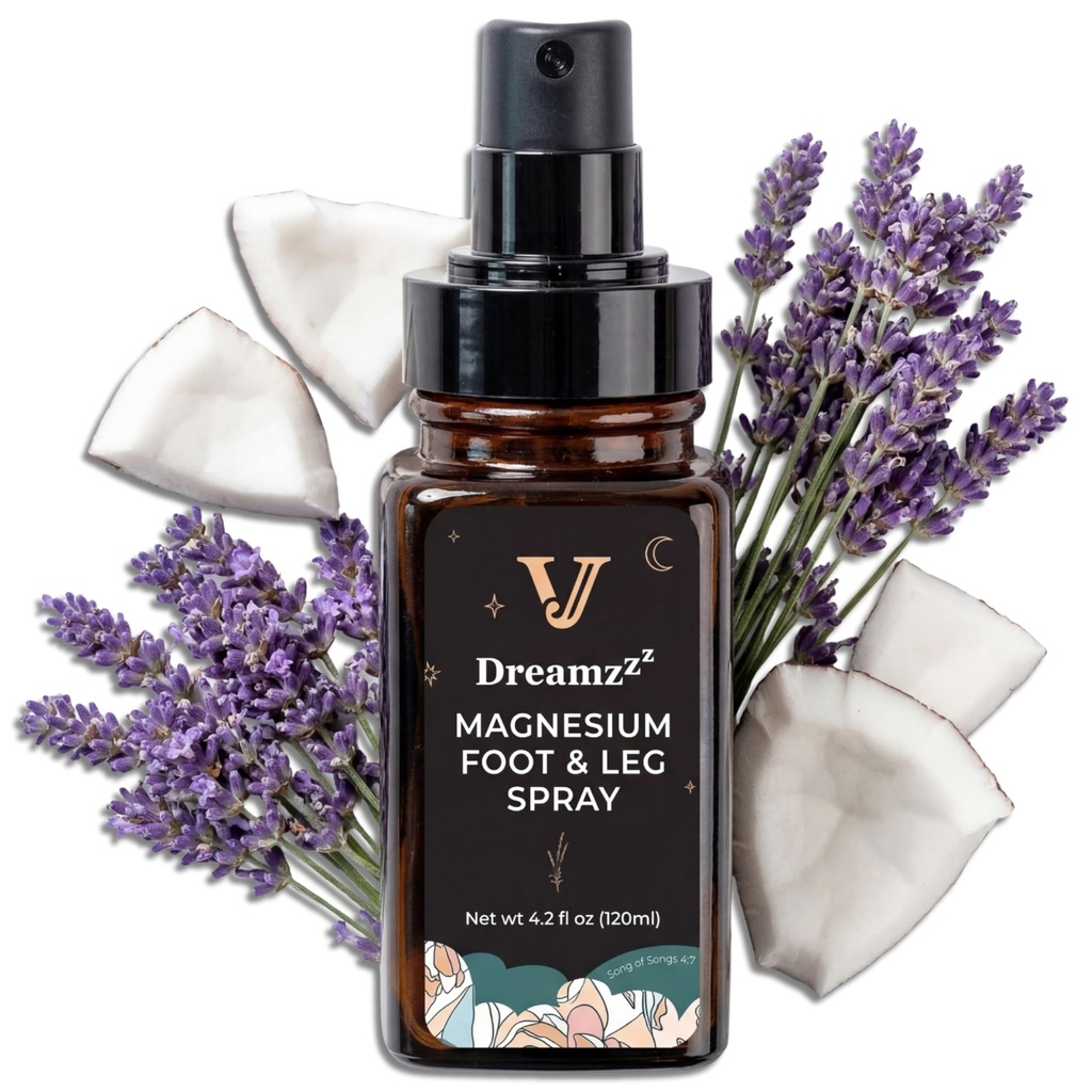 Dreamzzz Magnesium Spray for Feet and Sleep - בלגן Magnesium Oil עם שמן Lavender & קוקוס - Topical Magnesium Body Foot and Leg Spray for Women - מופחת Stickness - 4.2 oz