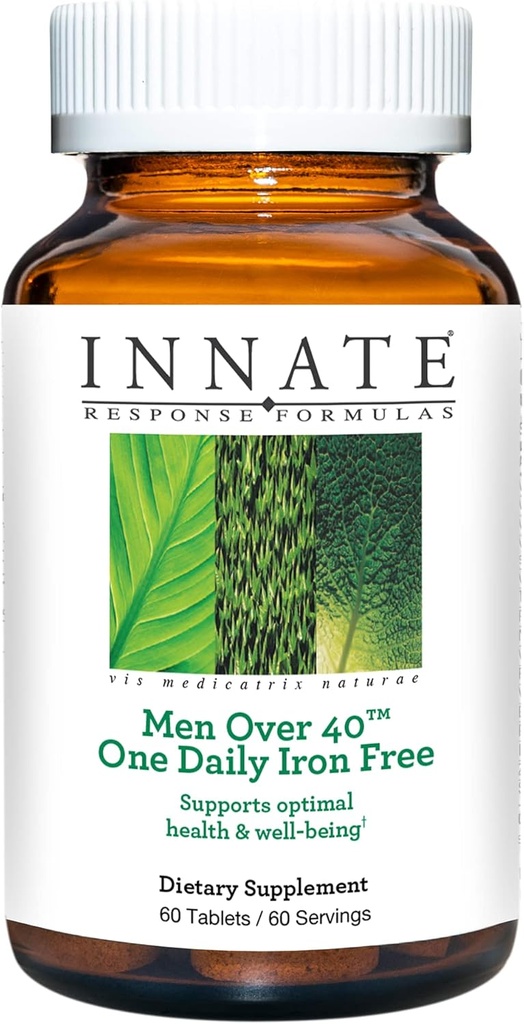 פורמולות תגובה פנימיות גברים מעל 40 One Daily Iron Free - Daily Multivitamin for Men 40+ - Iron-Free - עם ויטמין B - Vegetarian, Non-GMO - Made Without 9 Food Allergens - 60 Count (60 משרתים)