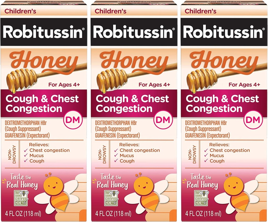 דבש ילדים של Robitussin דבש Cough & Chestungestion DM