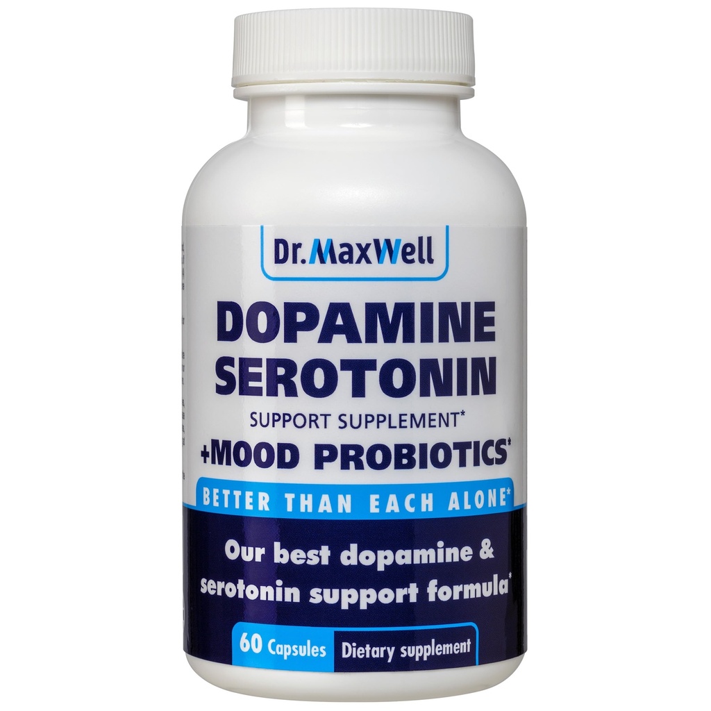 סרוטונין ודופמין תוספי מזון עם Mood Probiotic, 5in1 תמיכה (1) דופמין (2) Serotonin (3) Mood (4) הירגעות (5) פוקוס ומוח, 60 קפסולות