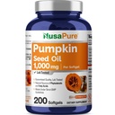 NusaPure Pumpkin Seed שמן 1000 מ"ג 200 קפסולות Softgel (Non-GMO, Soyfree) באופן טבעי Occurring Phytosterols