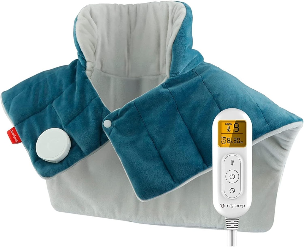 Comfytemp Heating Pad for Neck and Shoulders and Back, 2.6lb Weighted Electric Heat Pad for Pain Relief, גדול FSA Eligible Heated Wrap, 9 הגדרות חום & 11 Timer, מתנת חג המולד לנשים גברים אבא