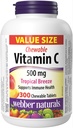 Webber Naturals ויטמין C, 300 טבליות Chewable Tropical Breeze, 500 מ"ג של ויטמין C Per Tablet, עצמות, שיניים, Immune ו- Antioxidant Support, Non GMO, חלב וגלוטן חינם חינם