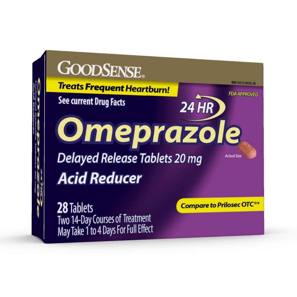 GoodSense Omeprazole נדחה טבליות 20 מ"ג, Acidductionr, Treats Frequent Heartburn, 28 Count Count