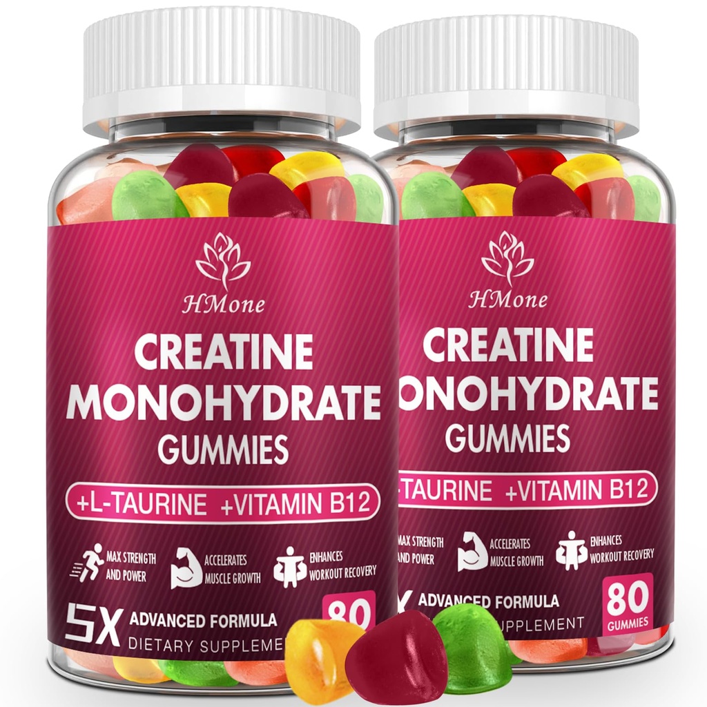 Creatine Monohydrate חניכיים - 5g עבור גברים ונשים, 160 הרוזן ו Creatine Chewable תוספי עבור מקבל שריר, כוח שרירים, אנרגיה Boost, ו שריר בונה, סוכר חינם, טבעוני