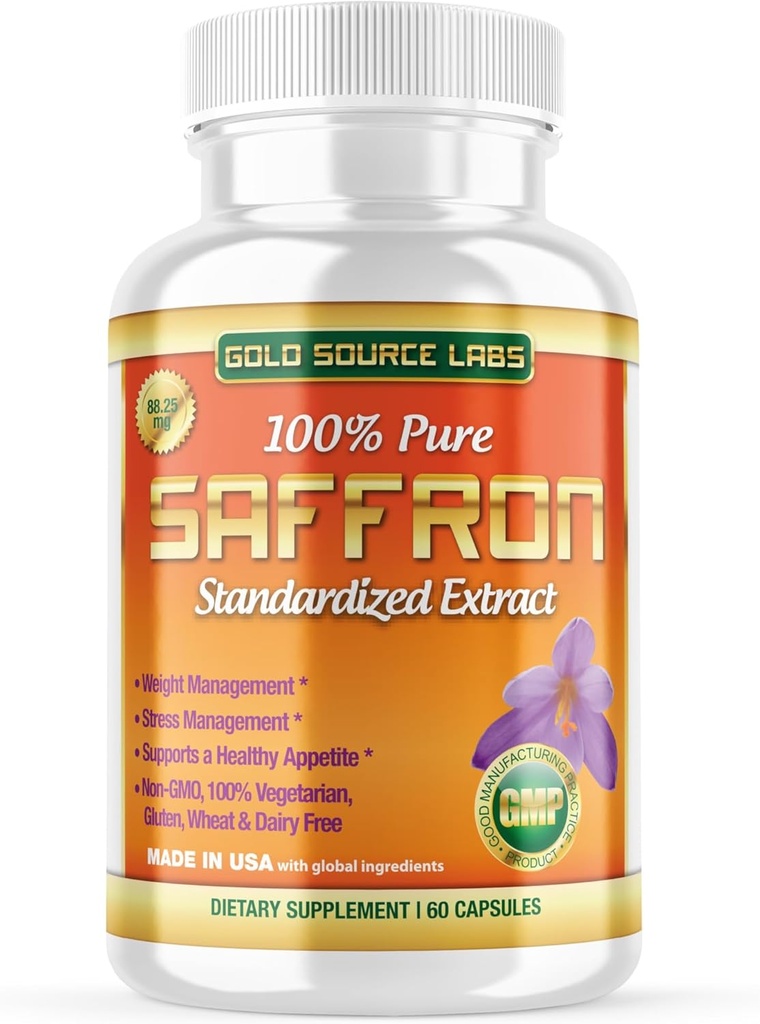 Saffron לחלץ תוסף - 88.25 מ"ג קפסולות עם סטנדרטי .3% תמצית ספארי בתוספת אבקת Saffron טהור, 60 גלולות כוח מקסימלי Vegetarian גלולות - Premium Appetite ועין