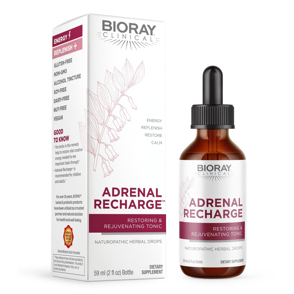 BIOרי קליני Adrenal Recharge - 2 fl oz - Re Storage & Rejuvenating אלכוהול Tincture - Non-GMO, טבעוני, Gluten Freeten