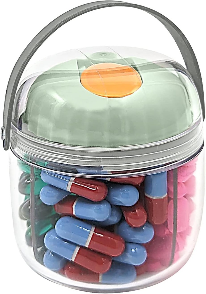 Mini Pill Dispenser ארגן הבקבוק, Daily Travel Medicine Box with Secure Closure (שר ירוק)