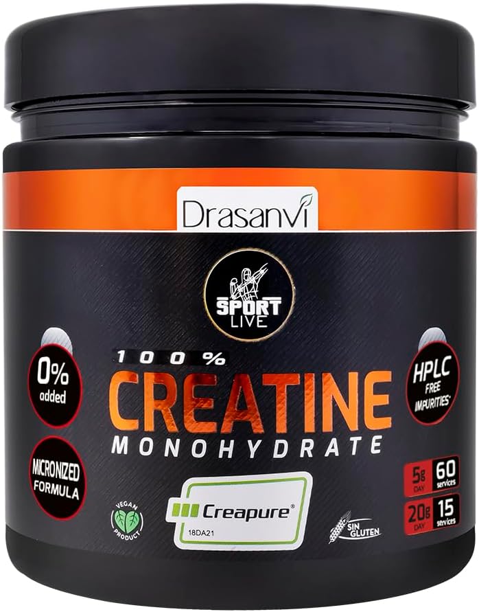 DRASANVI Sport Live 10.58 Ounce Creatine Monohydrate אבקה - מחזק ומגביר את השרירים שלך - ללא אלרגנים - Neutral Flavor - טהור ויעיל