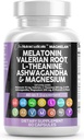 Nutraceuticals Melatonin 10 מ"ג ולריאן שורש L Theanine 200 מ"ג אשוגנדה - תמיכה בשינה עבור נשים וגברים עם Magnesium Complex, לימון Balm, Chamomile, & Passion Flower - 60 Caps Caps Caps