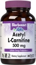 Bluebonnet Nutrition Acetyl L-Carnitine, Transports Fatty Acids, Boosts Cell Energy, Soy & Gluten-Free, מוסמך כשר, טבעוני, 30 קפסולות ירקות, לבן, 500 מ"ג