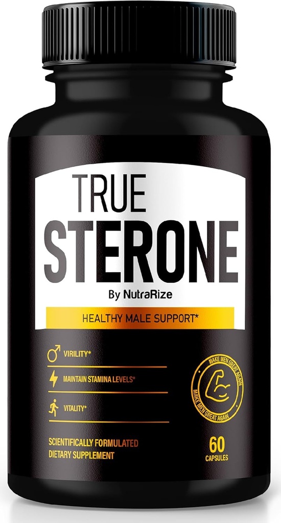 NutraRize True Sterone for Men - All-Natural Daily Formula Made to Support Energy, Trust, and Balanced Health. להרגיש את הטוב ביותר עם רק 2 קל-to-Swallow גלולות ביום (60 קפסולות)