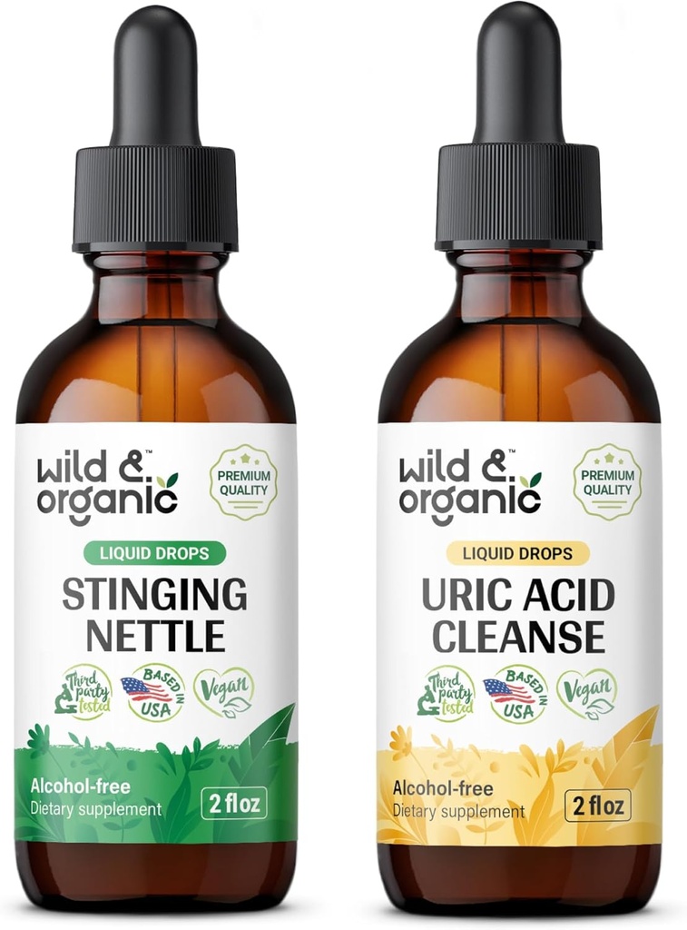 Wild & Organic Sting Nettle Root Tincture 2 fl oz & Uric Acid ניקויse Tincture 2
