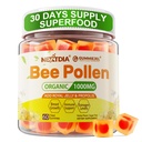 Bee Pollen אורגני 1000 מ"ג, w / Propolis, רויאל ג'ולי, סוכר חינם אבקת דבורים עשיר B-Vitamin, Antioxidants, Amino Acids, Bee Pollen תוסף אנרגיה, עור & Immune (1 Pack)