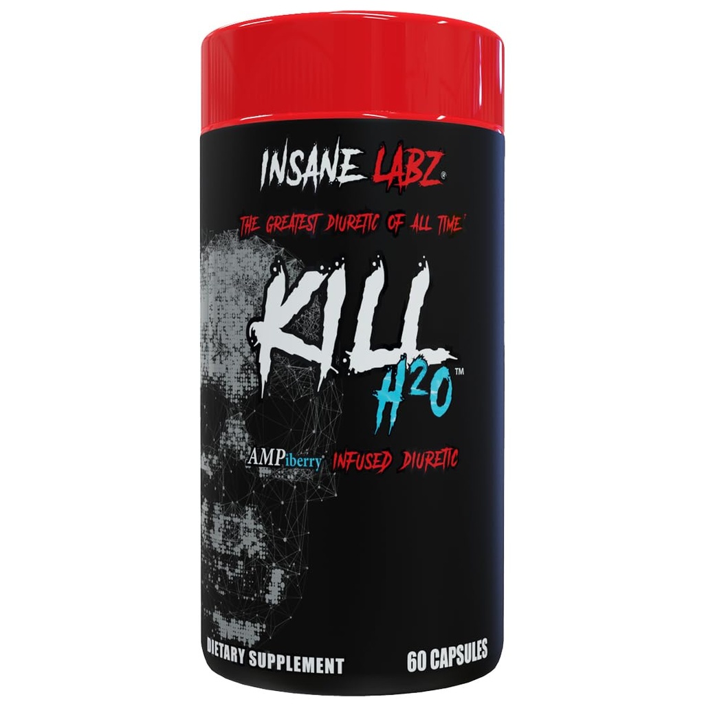 Insane Labz Kill H2O, AMPiberry Infused Diuretic, להפחית את תשומת הלב למים ולחסוך הקלה עם Dandelion Root and Green Tea Extract, 20 משרתים