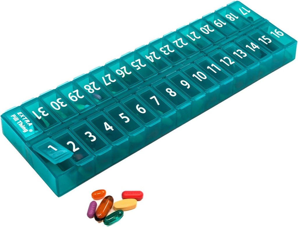 Once-a Day Monthly Pill Organer Removable Lid for Easy Loading - תרופות גלולות השוואתיות גדולות לחודש שלם פלוס השוואת גלולות נוספות BPA חינם