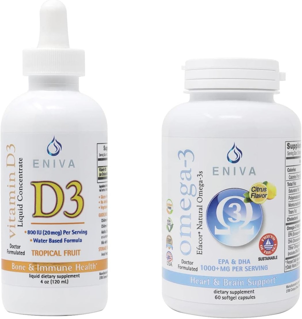 Eniva אומגה 3 Premium Fish שמן גבוה EPA / DHA ו ויטמין D3 (120 mL) דוקטור פורמולה עבור קיצור מהיר