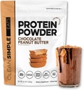ניקוי פשוט אוכל אבקת חלבון Whey, שוקולד Peanut Butter Flavor מתוקן באופן טבעי, 100% אבקת חלבון Grass פד עם Enzymes & No artificial Ingredients, Gluten Free, 30 משרתים