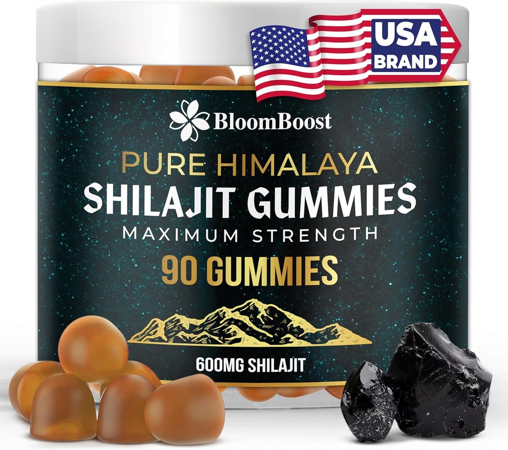 Shilajit Gummies - סוכר חינם ההימלאיה אורגנית | 600mg Shilajit, 90 חניכיים לאנרגיה & בריאות