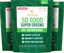 VitaCup Super Greens Powder Smoothie & Juice Mix w/ 50+ Premium Superfoods, Digestive Health, Bloating Relief, Detox, Gut Health w/Probiotics, Antioxidants, Berry Lemon, 30 Servings Each, 3 Bags