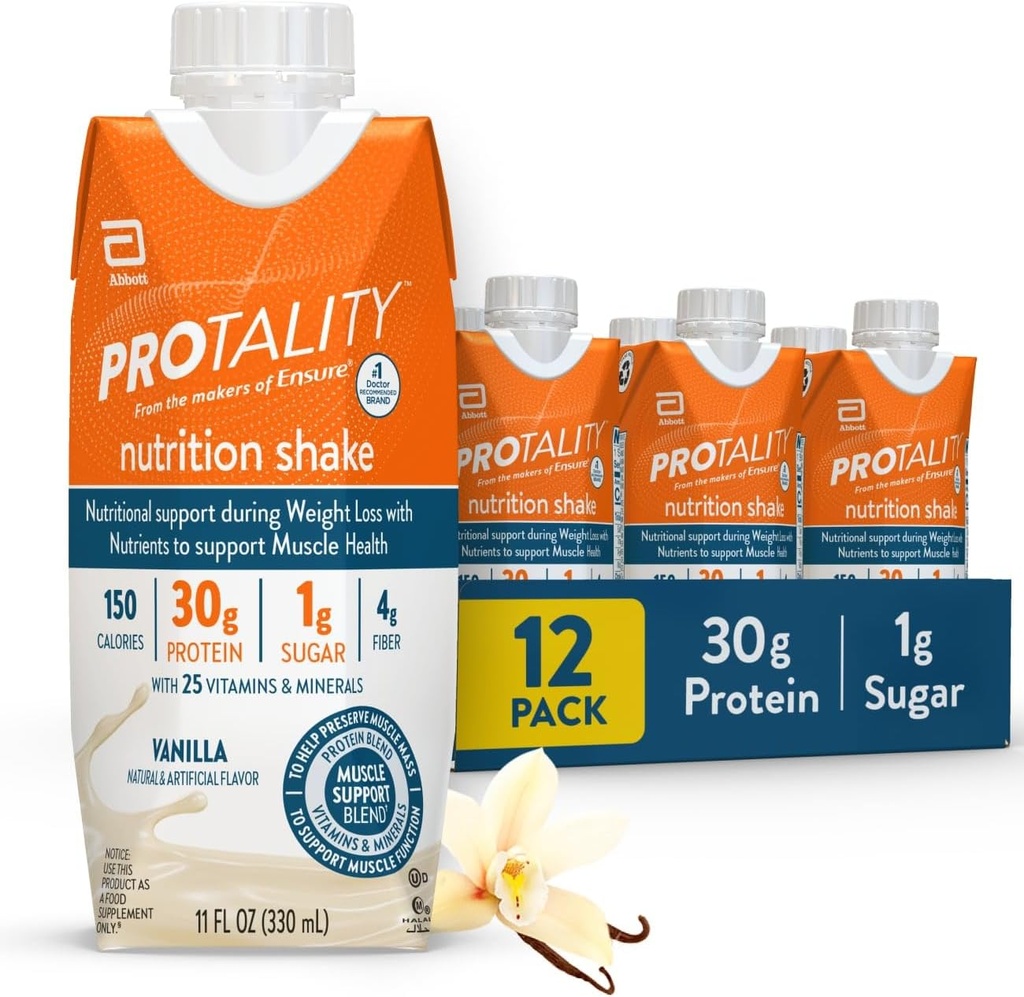 Vanilla Nutrition Shake | 30g חלבון, 1g סוכר | תמיכה תזונתית לבריאות השרירים במהלך ירידה במשקל