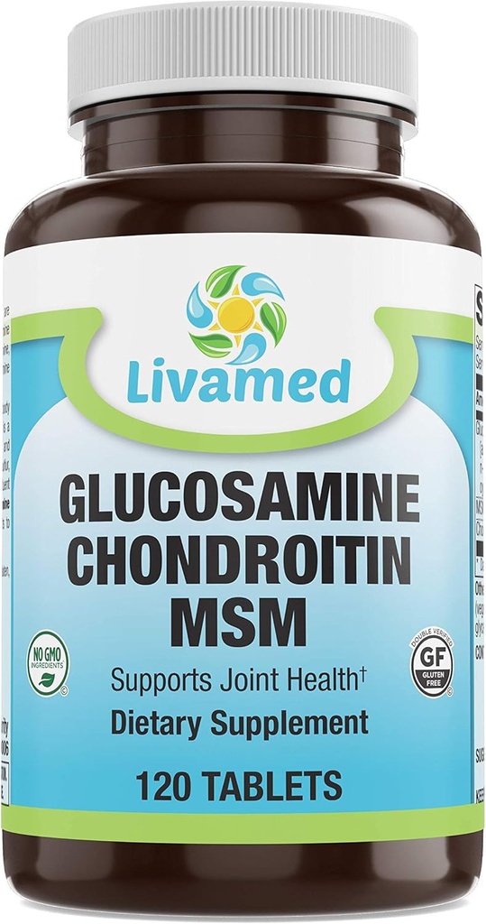 Glucosamine Chondroitin MSM שלם מורכב - תוספי תמיכה משותפת עבור הברכיים, Back, HIPS & Inflammation - תוספי בריאות ניידות לכאב, Aches, Soreness & Inflammation - 120 טבליות