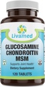 Glucosamine Chondroitin MSM שלם מורכב - תוספי תמיכה משותפת עבור הברכיים, Back, HIPS & Inflammation - תוספי בריאות ניידות לכאב, Aches, Soreness & Inflammation - 120 טבליות