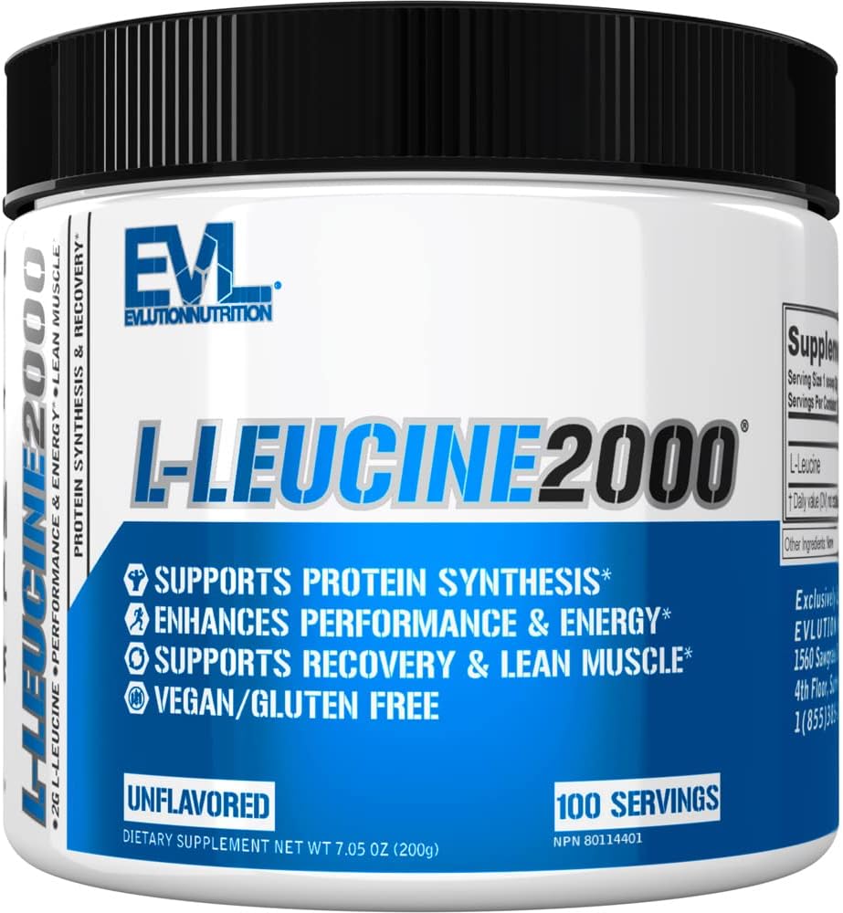 תזונה L-Leucine 2000 - חלבון סינתזה, התאוששות ותמיכה שרירים - ביצועים ואנרגיה - 2000 מ"ג L-Leucine - Gluten Free & Vegan - אבקת תזונה לא משועבדת - 100 משרתים