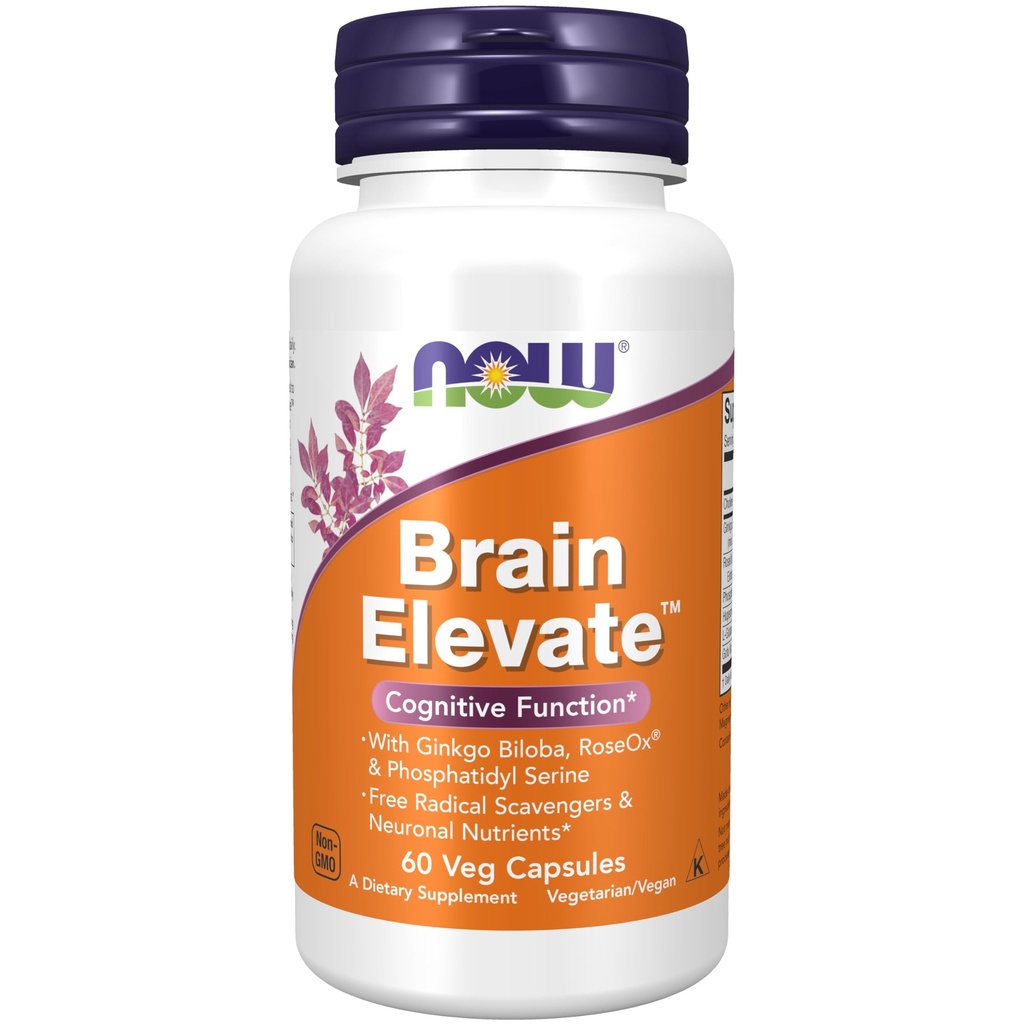 Now Foods Supplements, Brain ElevateTM, כולל גינקו Biloba, RoseOx® ו- Phosphatidyl Serine, 60 ואג קפסולות