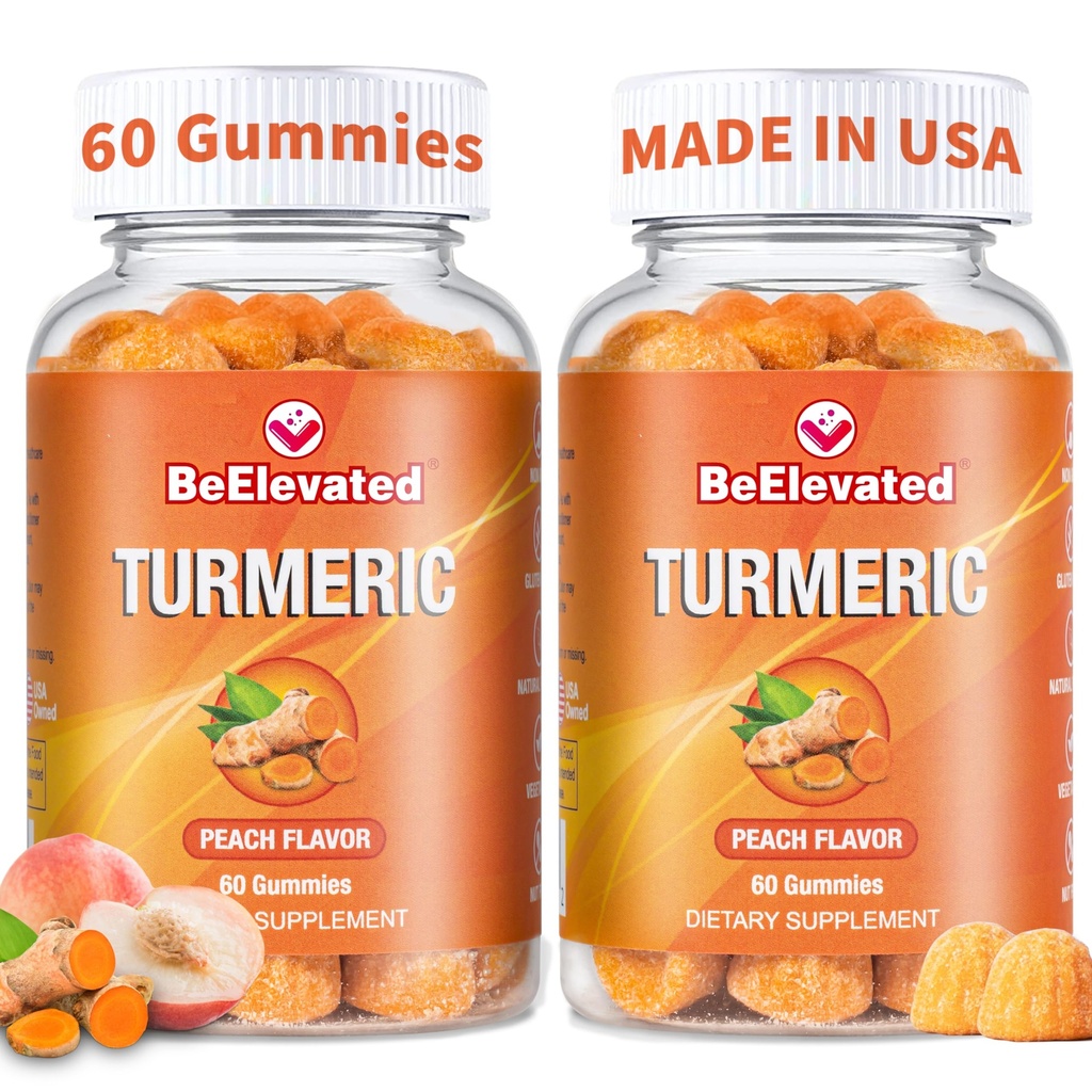 Curcumin Turmeric Gummies - תוספת כוח 2000 מ"ג 8:1 לחלץ מסטיקים תוספת Turmeric תוספתי עם Black Pepper & הג'ינג'ר - טבעוני לא-GMO משותף תמיכה צ'ונגלs - Peach Flavor - חבילה של 2