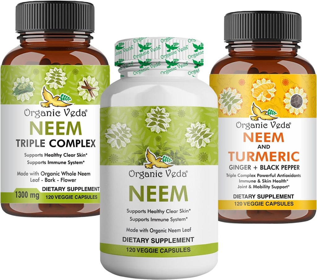 Premium Neem & Turmeric תוסף Bundle - 2-in-1 קפסולה פורמולה לבריאות העור, Immune & ניקוי תמיכה