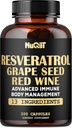 Trans Resveratrol תוסף עם Red Wine Extract, Immune & Body Management Complex - Echinacea, Garlic Bulb, Berberine HCI, Milk Thistle & More - 200 קפסולות עבור 100 משרתים