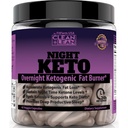 לילה נקי+Lean Keto: First Ever Overnight Ketogenic Fat Burner & Sleep Aid | BHB Ketones + MCT שמן לחלץ + ויטמינים & מינרלים | 24 HR Diet Sleep Great Lose Weight | All Natural & GF | 60 Caps Caps