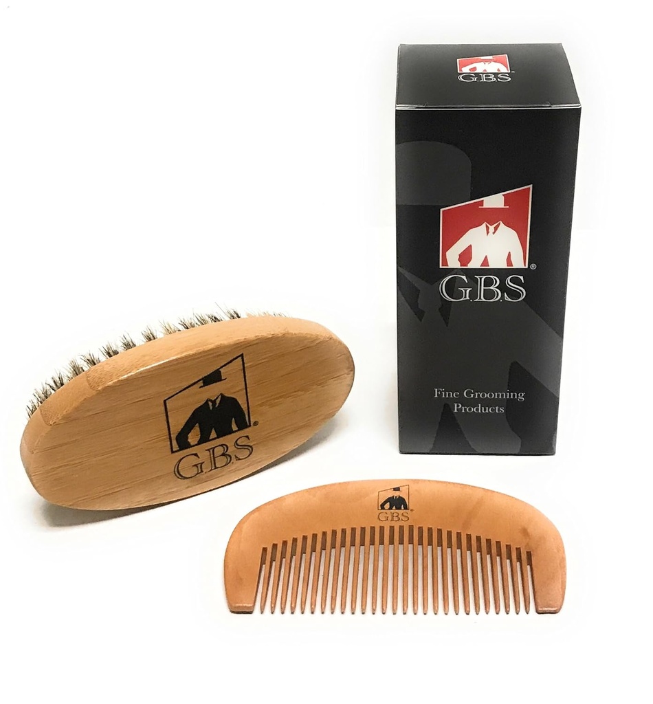 Brush & Natural Wood Beard Comb Hair Mustacheving Brush Brush ו- Travel Friendly