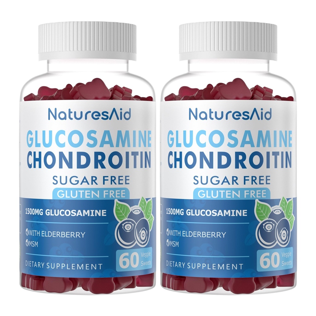 Glucosamine Chondroitin Gummies עם MSM & Elderberry תוספת כוח - תמיכה משותפת, Antioxidant Immune תמיכה תוסף למבוגרים, גברים ונשים.