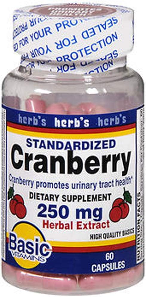 ויטמינים בסיסיים Cranberry 250 מ"ג Herbal לחלץ קפסולות - 60 ct, Pack של 2