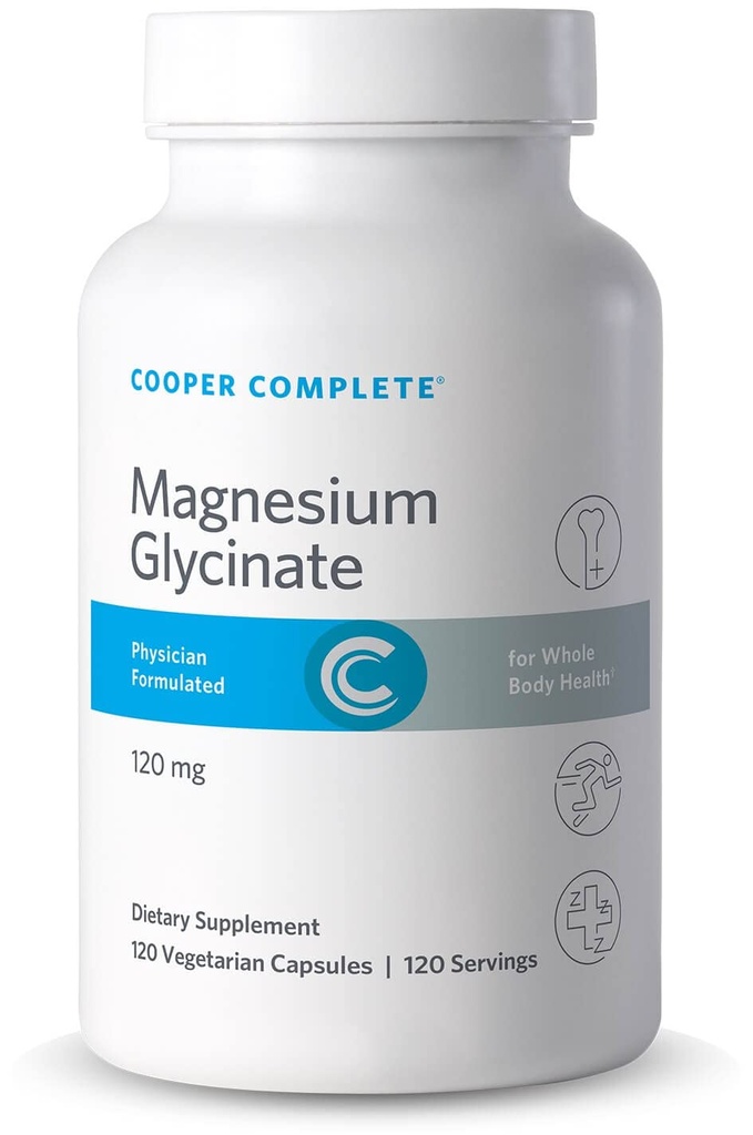 תוסף שלם- מגנזיום Glycinate תוסף - 120 מ"ג מגנזיום Elemental מגנזיום עבור קפסולת Vegetarian.120 קפסולות. חבילה של 1
