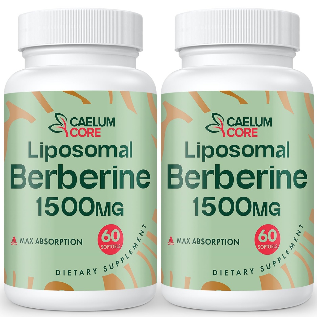 Liposomal Berberine HCL - Berberine 1500 מ"ג גבוה זמינות ביולוגית, ברברינים תוספת לנשים וגברים (2 Pack)