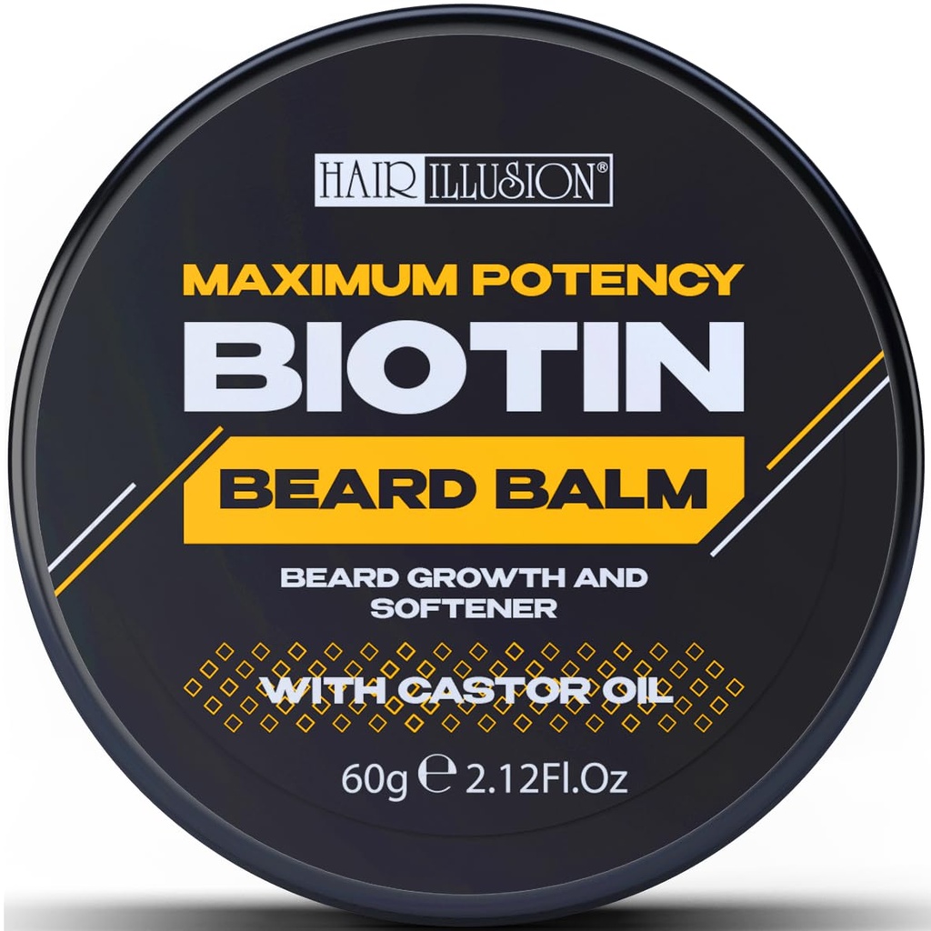 האשליה של שיער MAXIMUM PENCY BIOTIN Beard Balm for Beard growth and Softing, Black Black