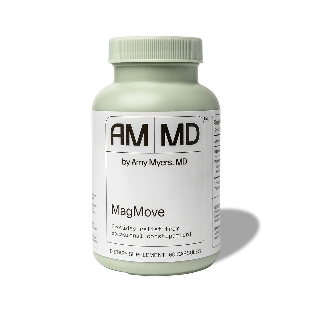 איימי מאיירס MD MagMove - תומך בתנועת באוזל בריאה - תוספת מגנזיום עבור Gut Motility - עם ACV, Artichoke & ג'ינג'ר - 60 קפסולות (30 משרתים)