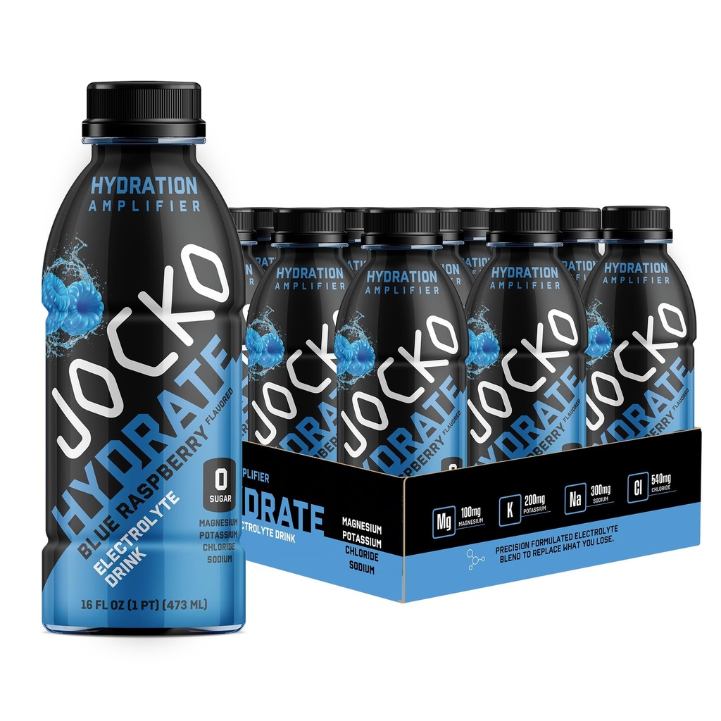 Jocko דלק hydrote אלקטרוליט משקאות - משקאות ספורט לחות Amplifier, Thirst Quencher - מבחינה מדעית פורמולה אלקטרוליטה בלנדר כחול 16 Oz Pack)