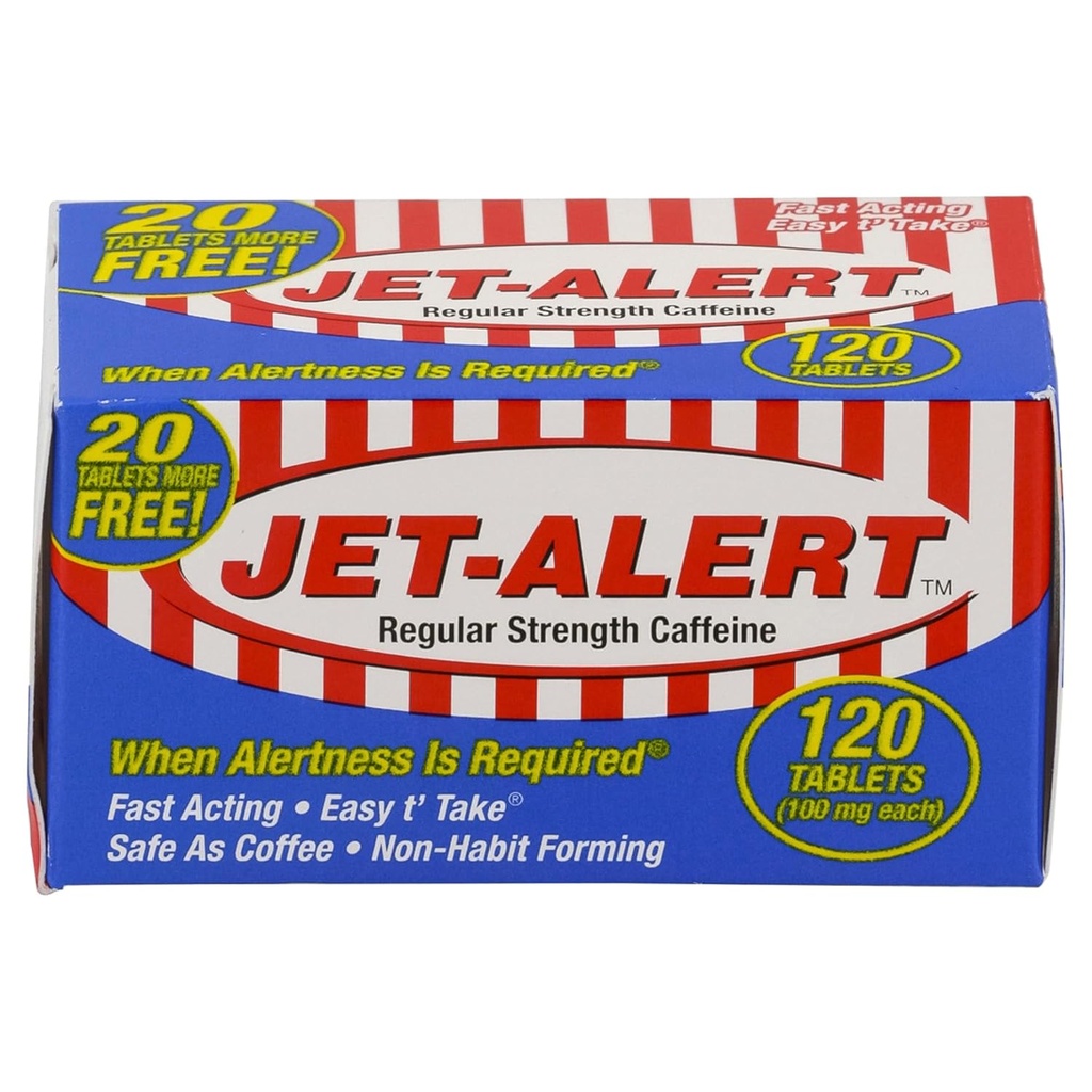 Jet-Alert Joint Power Caffeine 100 מ"ג טבליות, גודל ערך, 120 הרוזן (Pack of 3)