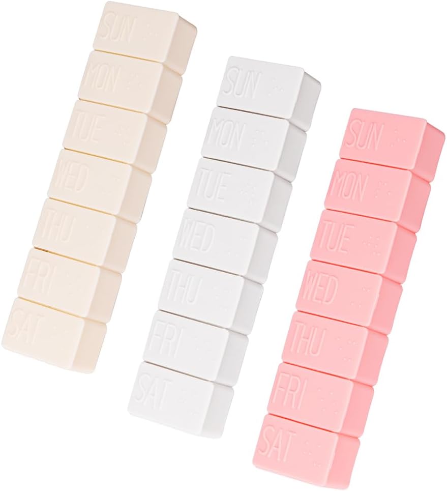 3Pack Weekly Pill Organer, Extra Large 7 Days Pill Cases Travel Daily Pill Box for Fish Oil, Calcium Tablets Supplements and Other ויטמין Pill