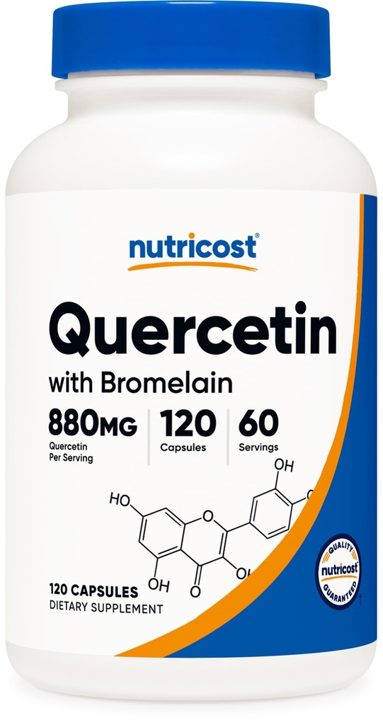 חומרים מזינים Quercetin עם Bromelain, 880 מ"ג Quercetin + 165 מ"ג Bromelain Per משרת, 120 קפסולות, 60 משרתים (2 Caps Per משרת) - Vegetarian, non-GMO & Gluten חינם חינם חינם