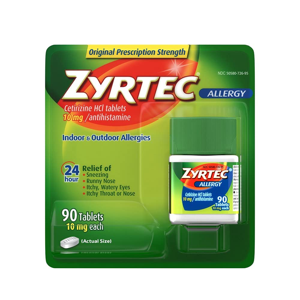 Zyrtec Allergy הקלה (10 מ"ג), 90 טבליות